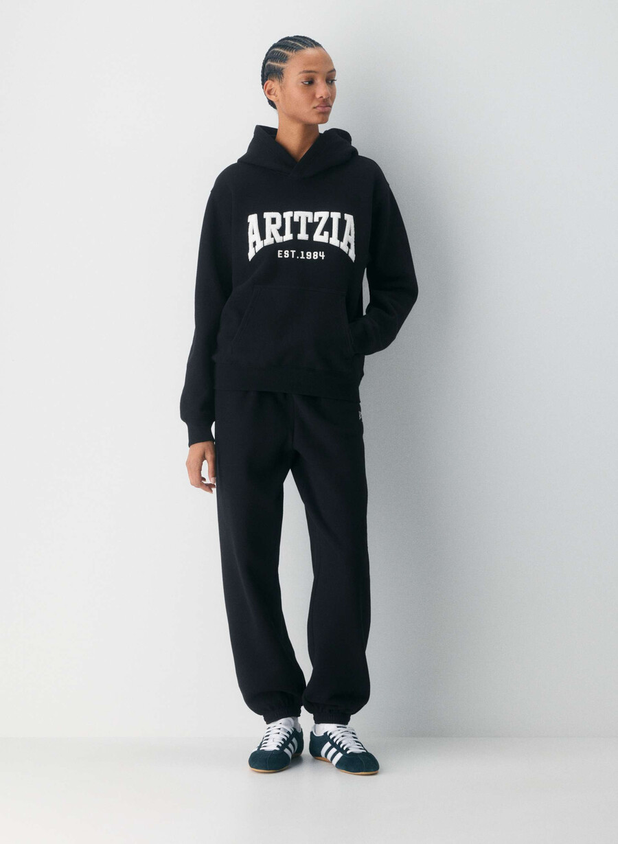 kuscheliger sweatfleece-hoodie schwarzhellbirke