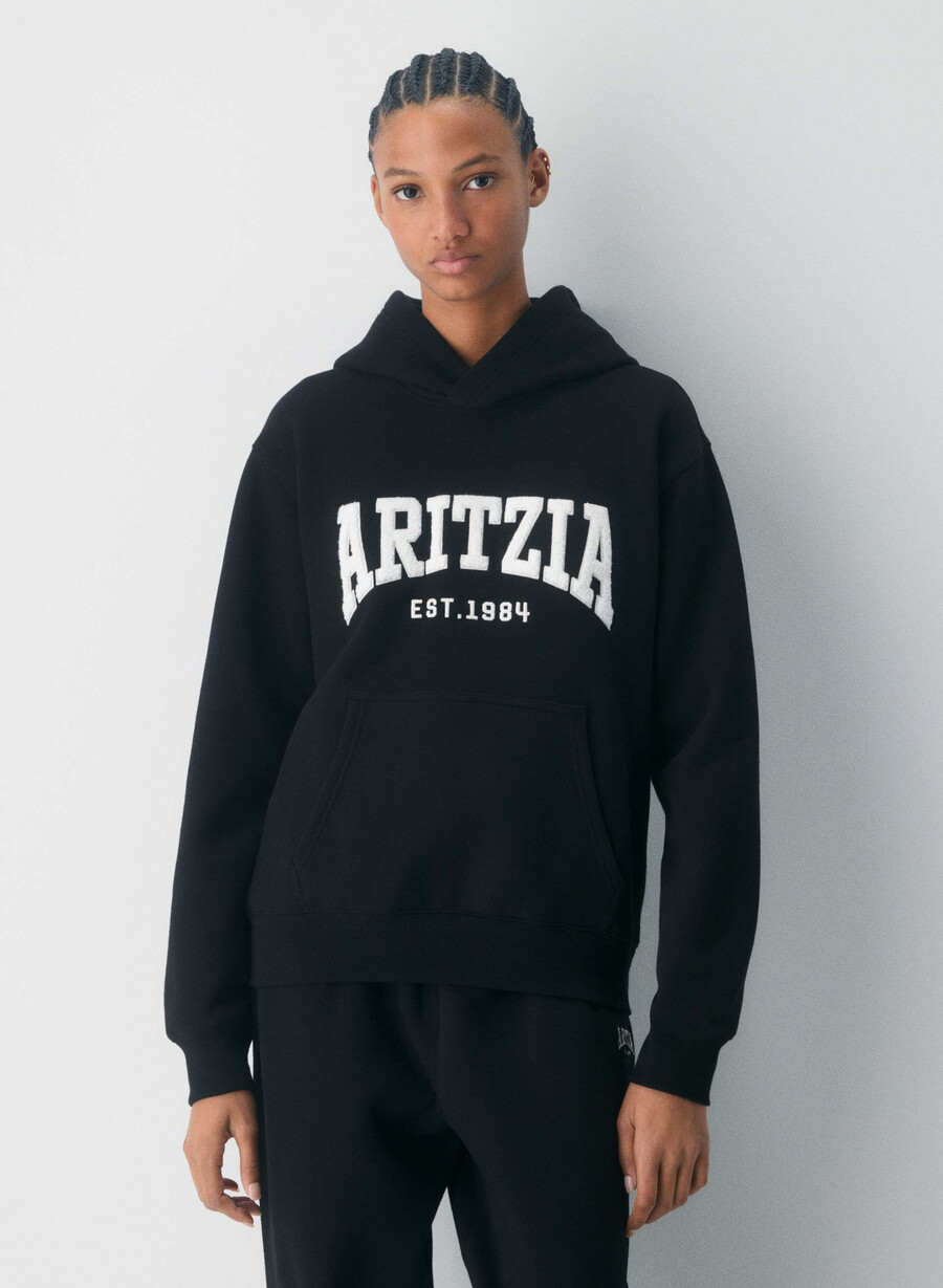 kuscheliger sweatfleece-hoodie schwarzhellbirke