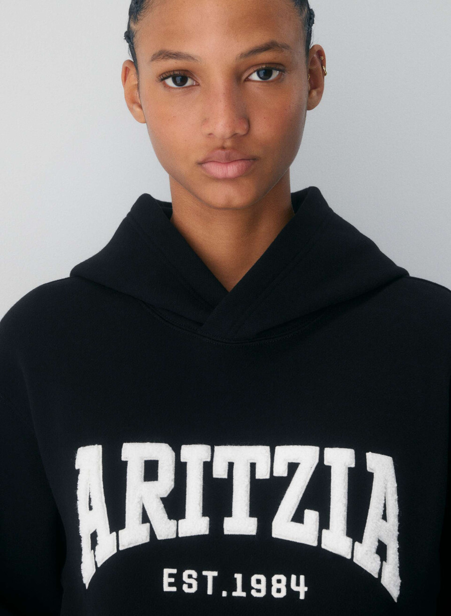 kuscheliger sweatfleece-hoodie schwarzhellbirke