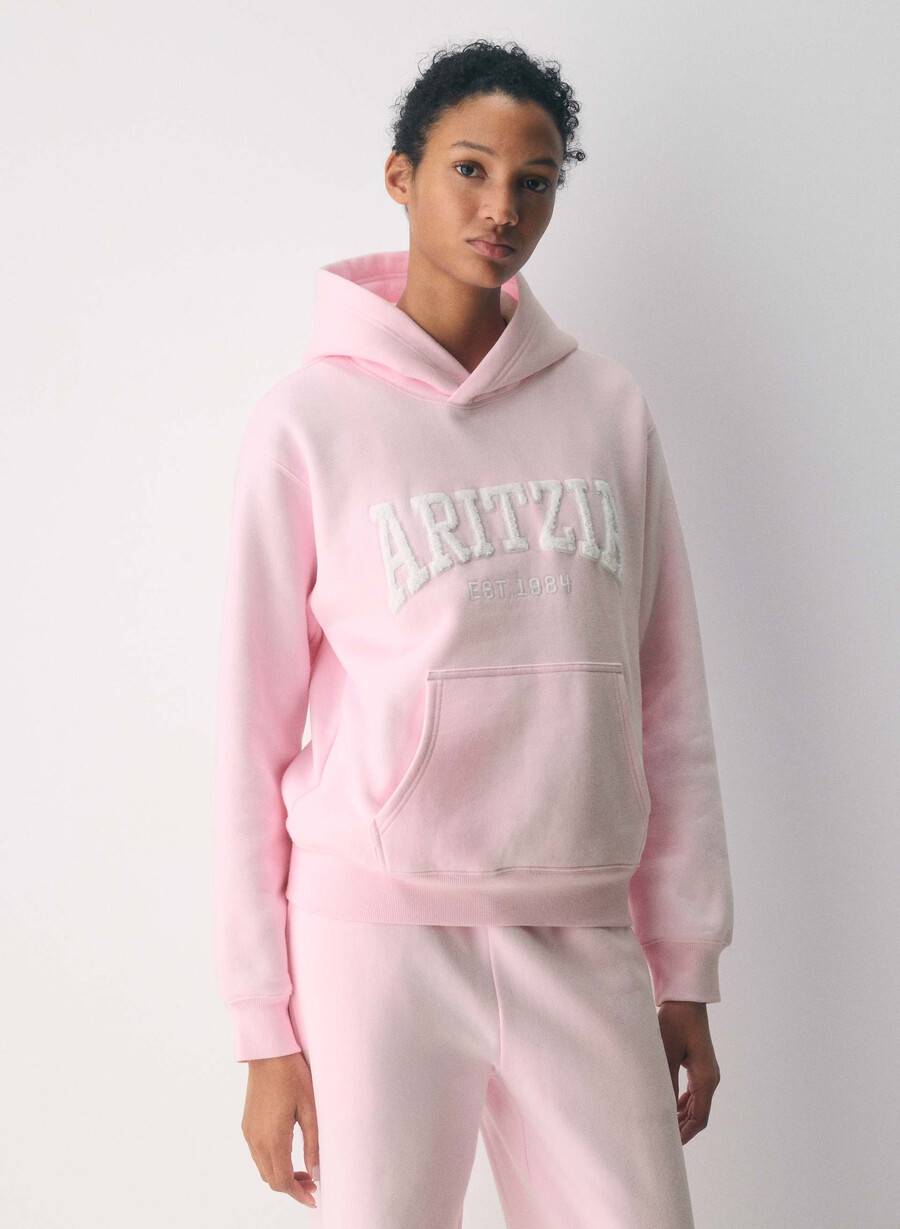 kuscheliger sweatfleece-hoodie villa pink weiss
