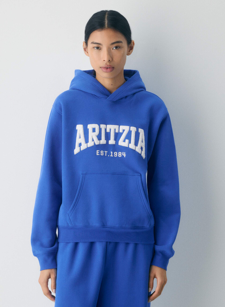 kuscheliger sweatfleece-hoodie perfekt für jazzblauhellbraun