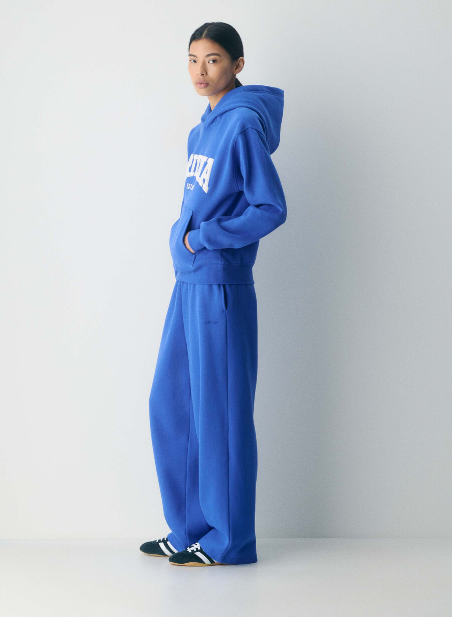kuscheliger sweatfleece-hoodie perfekt für jazzblauhellbraun