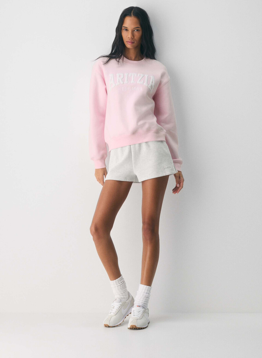 kuscheliges sweatfleece-sweatshirt mit perfektem rundhalsausschnitt villa pink weiss