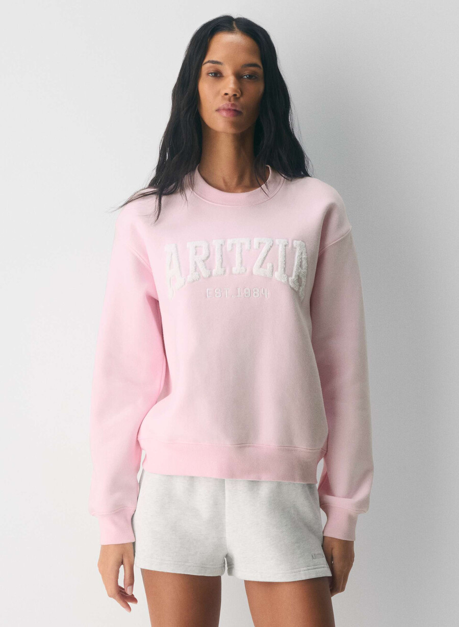 kuscheliges sweatfleece-sweatshirt mit perfektem rundhalsausschnitt villa pink weiss