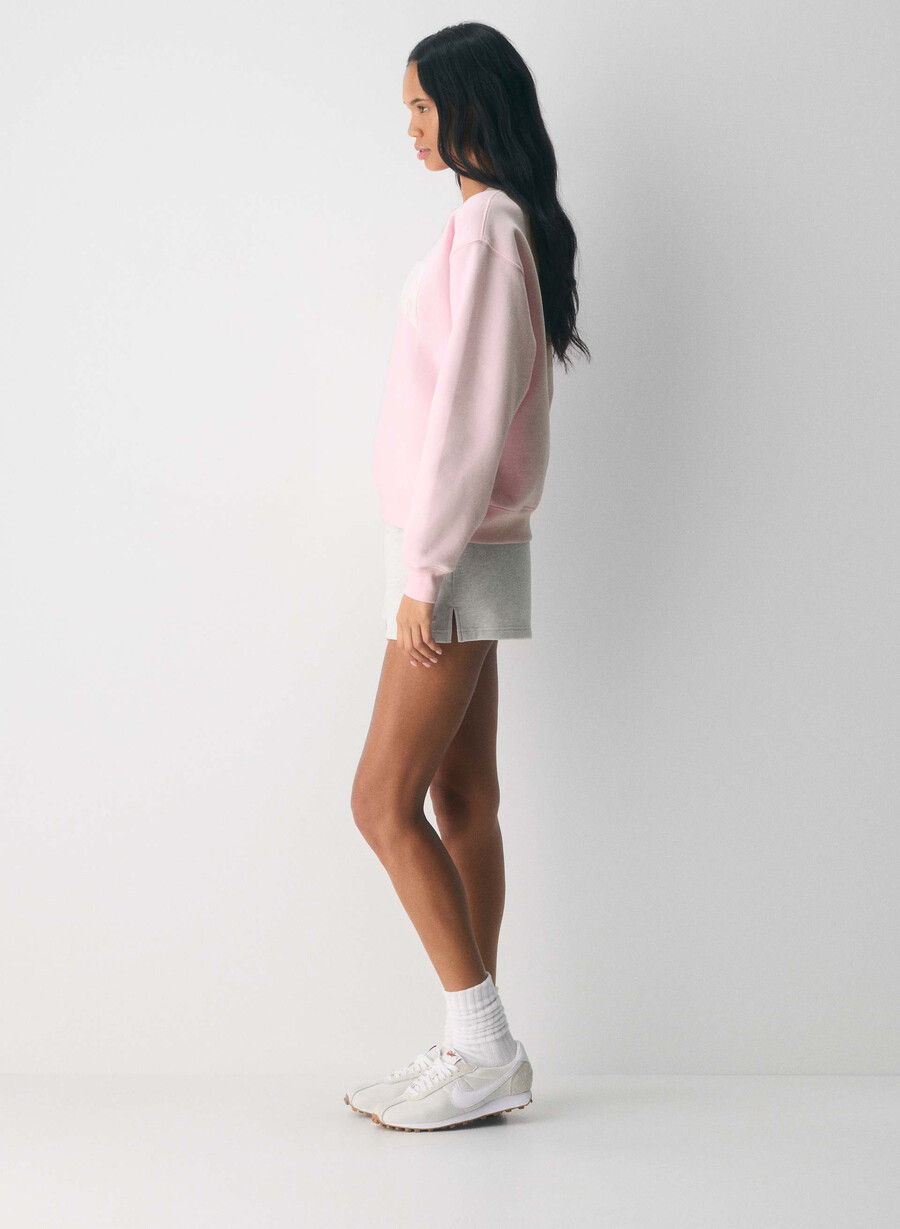 kuscheliges sweatfleece-sweatshirt mit perfektem rundhalsausschnitt villa pink weiss