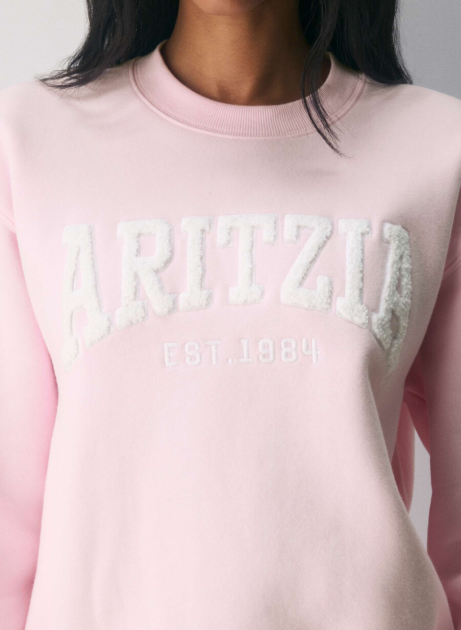 kuscheliges sweatfleece-sweatshirt mit perfektem rundhalsausschnitt villa pink weiss