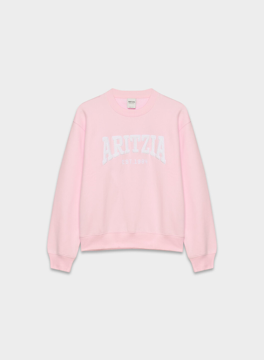 kuscheliges sweatfleece-sweatshirt mit perfektem rundhalsausschnitt villa pink weiss