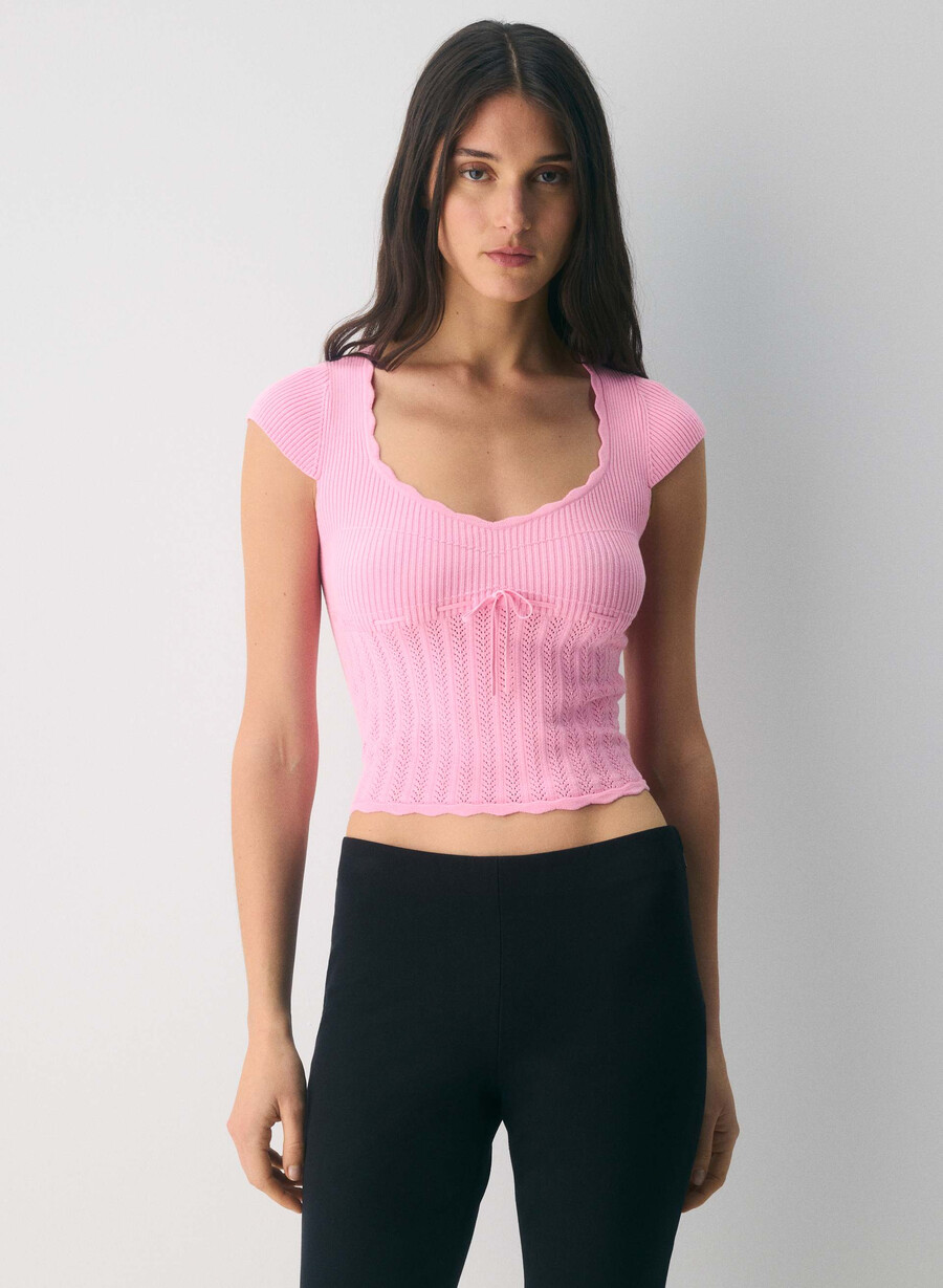 soloist sweater - wonder yarn jellybean pink
