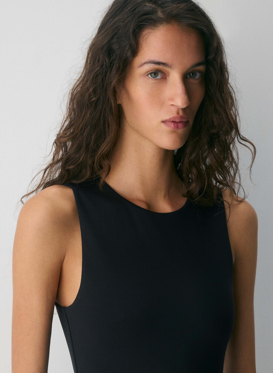 weltgewandtes popeline-kleid schwarz