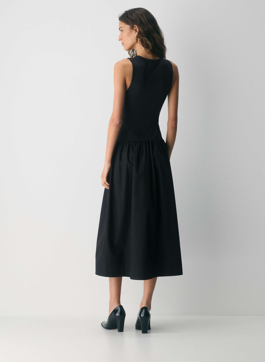 weltgewandtes popeline-kleid schwarz