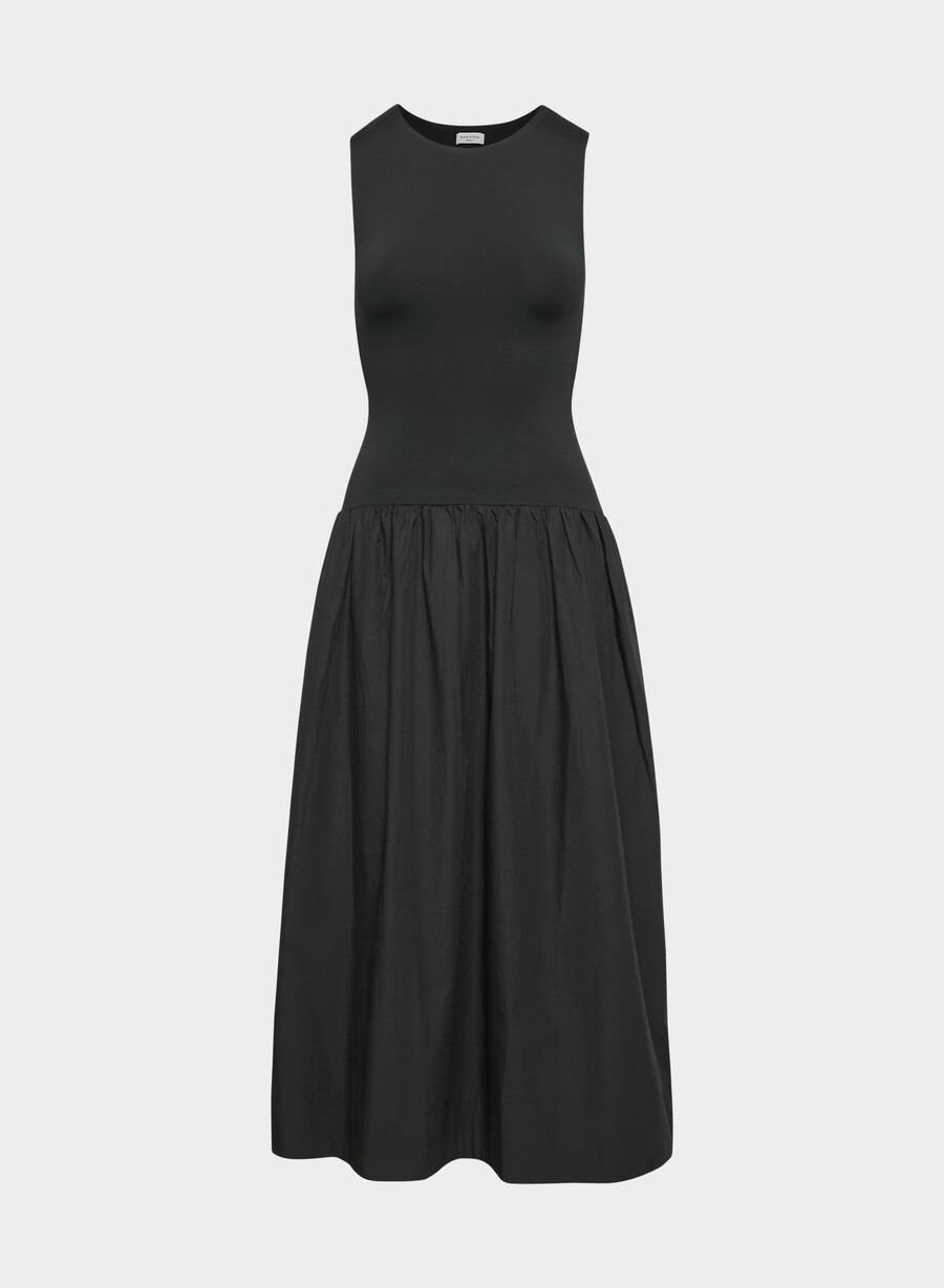 weltgewandtes popeline-kleid schwarz