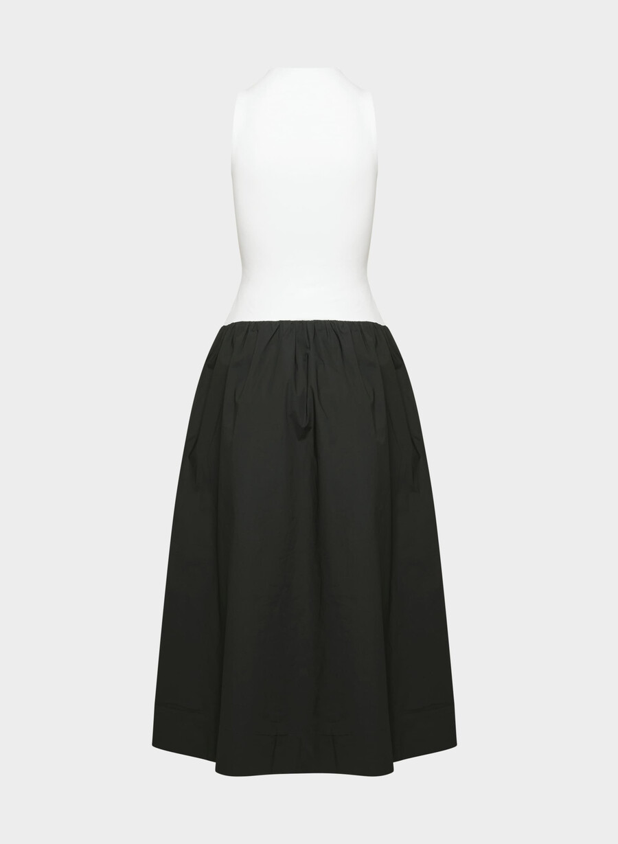 weltgewandtes popeline-kleid schwarz hellweiss