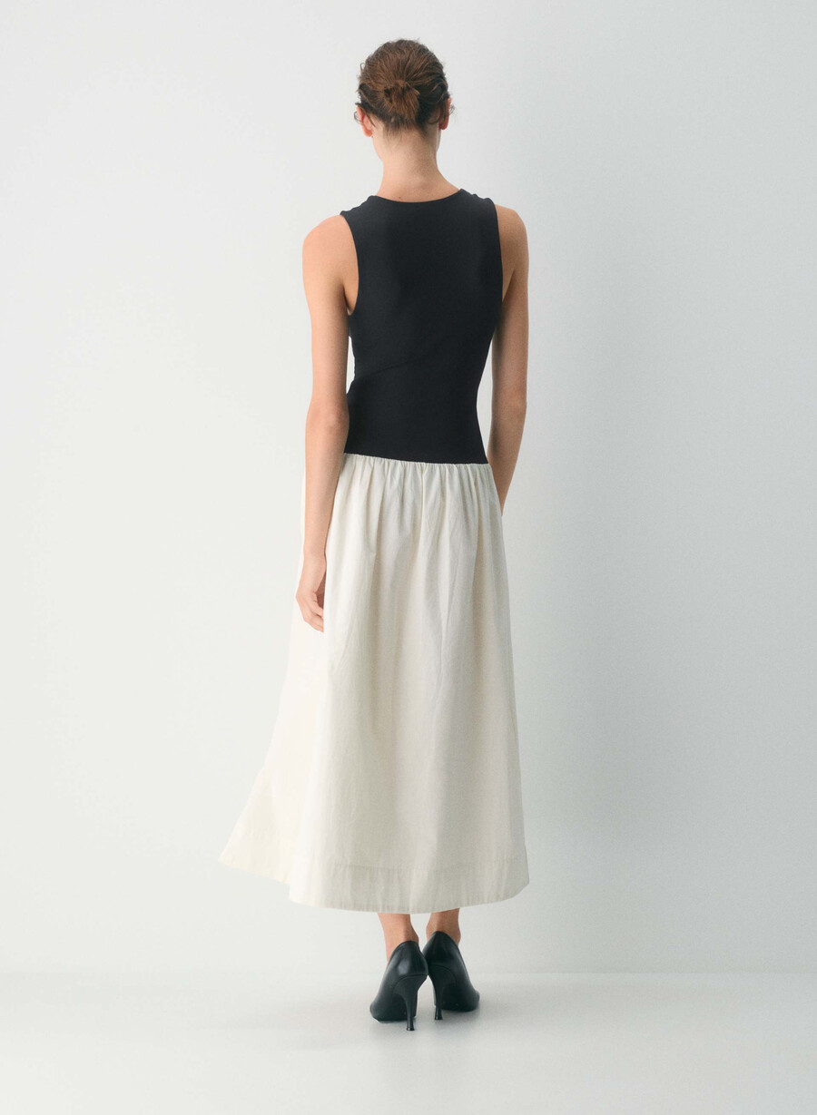 weltgewandtes popeline-kleid schwarz hellweiss