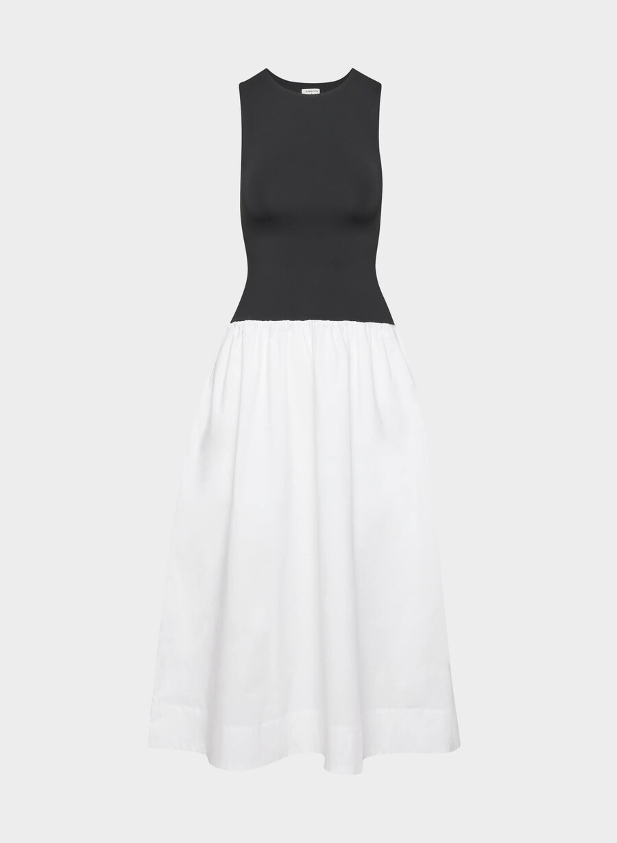 weltgewandtes popeline-kleid bt weissschwarz