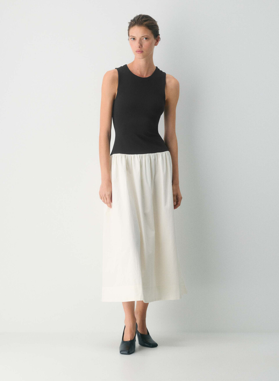 weltgewandtes popeline-kleid bt weissschwarz