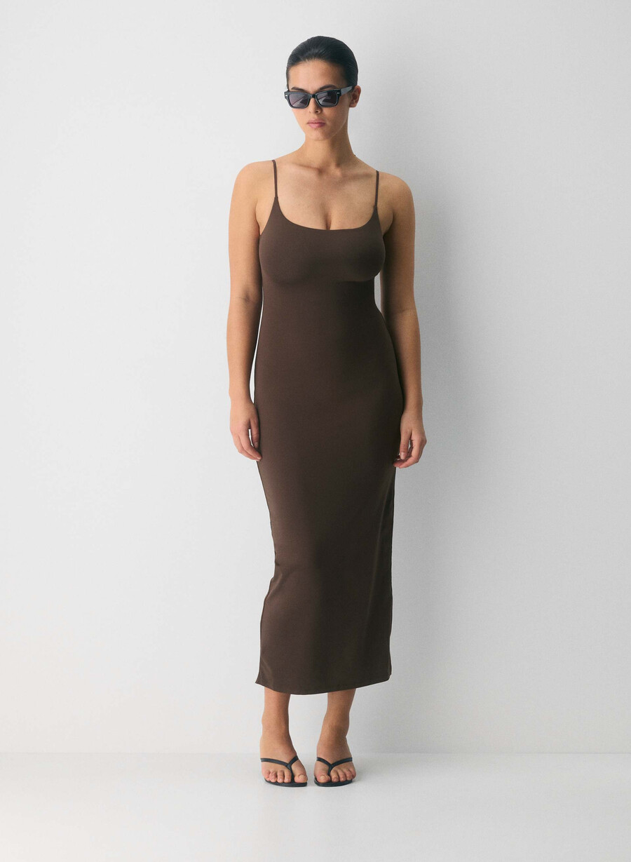 original contour summon maxi cami dress rich mocha brown