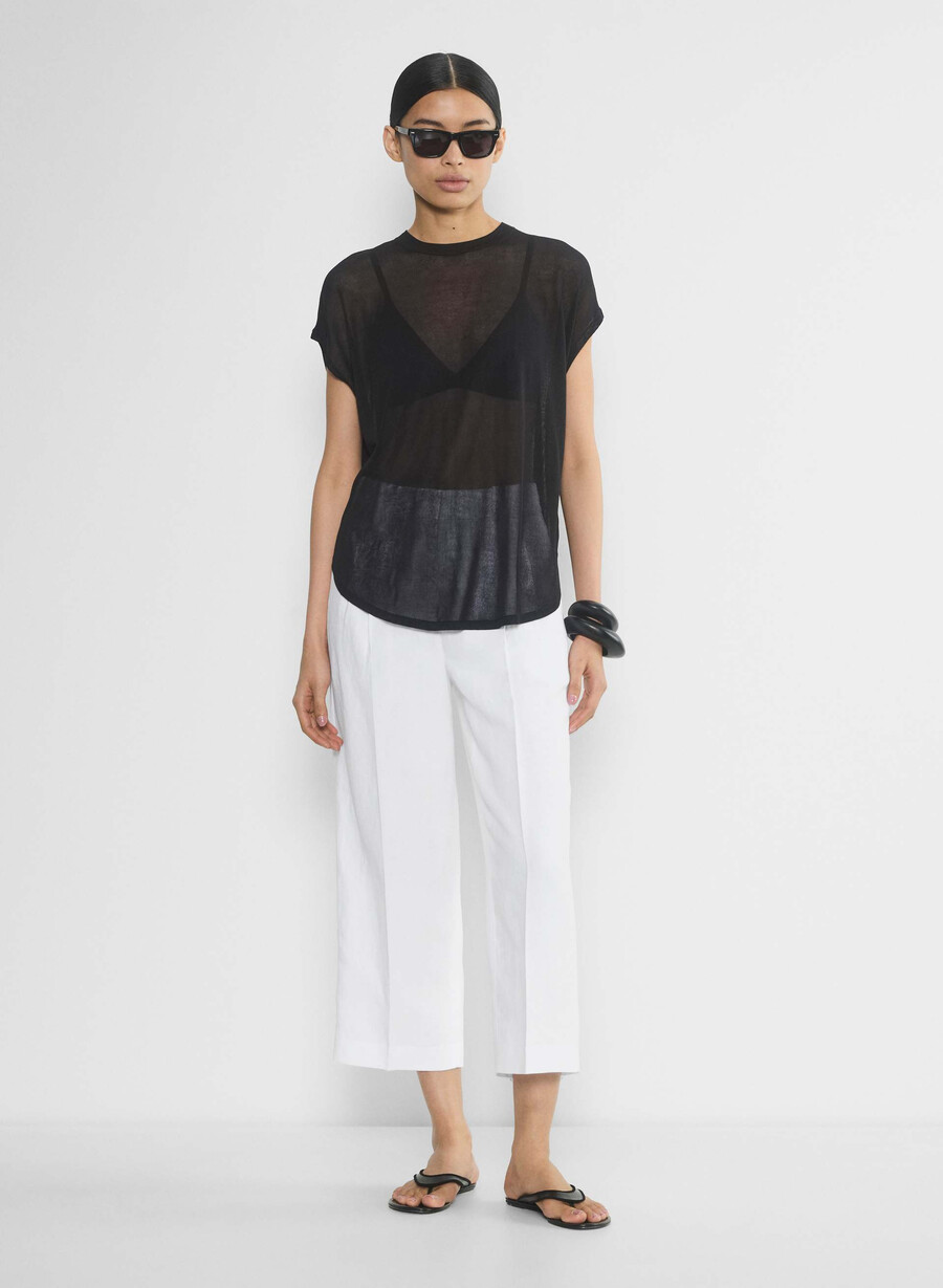 die effortless pant cropped - cruiselinen weiss