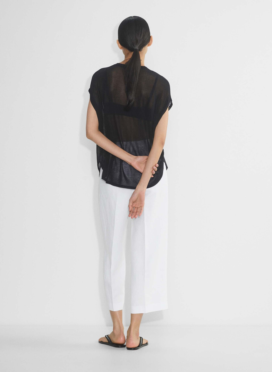 die effortless pant cropped - cruiselinen weiss