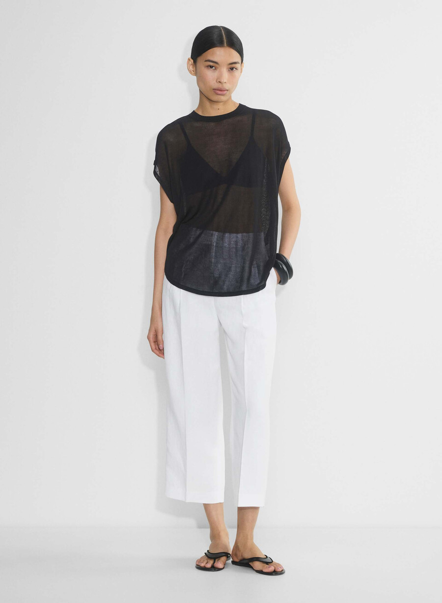 die effortless pant cropped - cruiselinen weiss