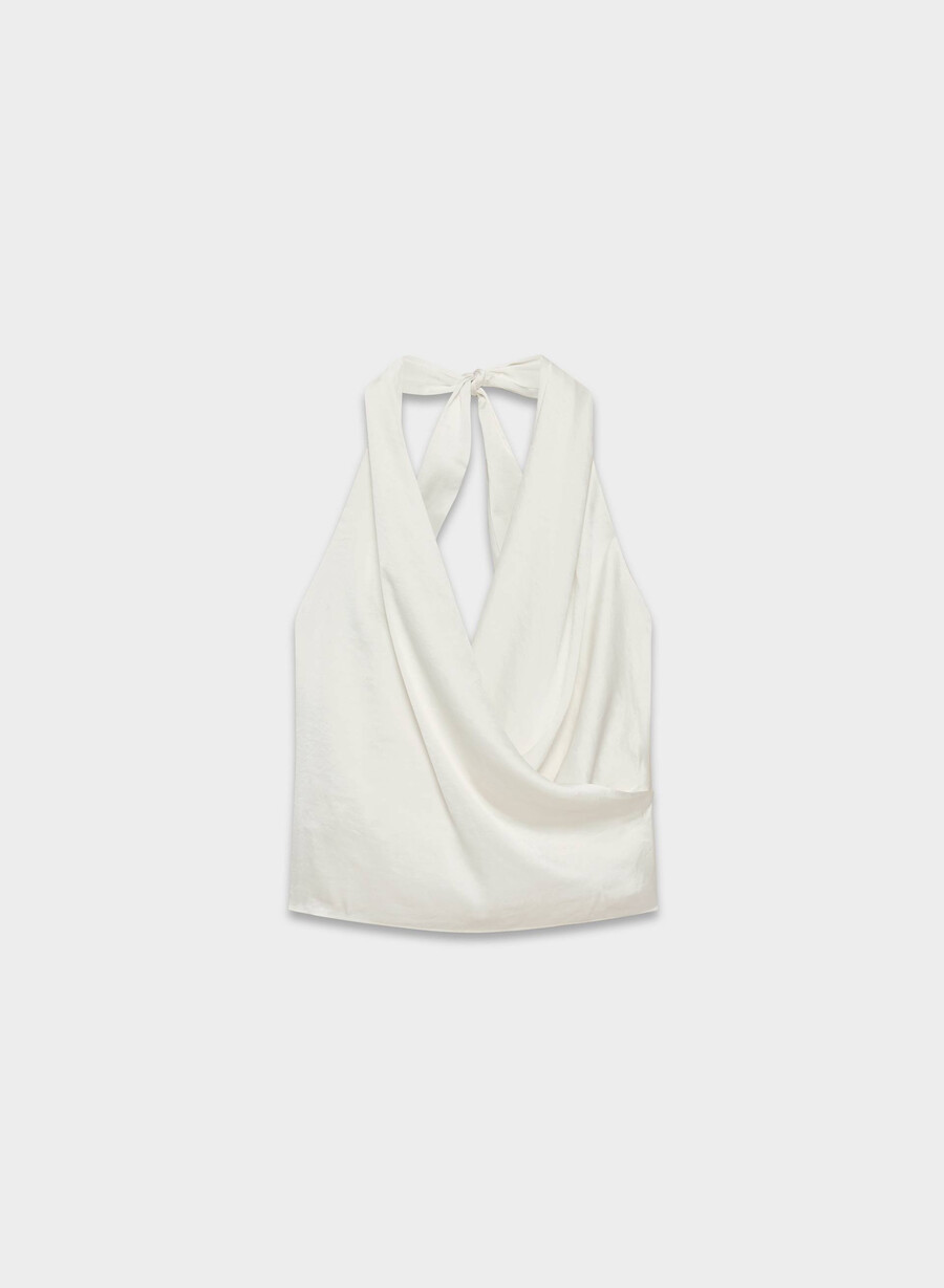 martini satin-halterbluse hellbirkenfarben