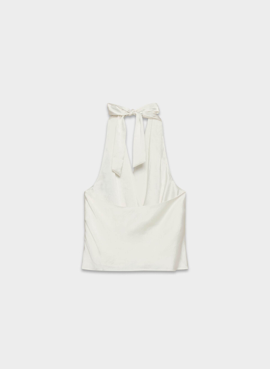 martini satin-halterbluse hellbirkenfarben