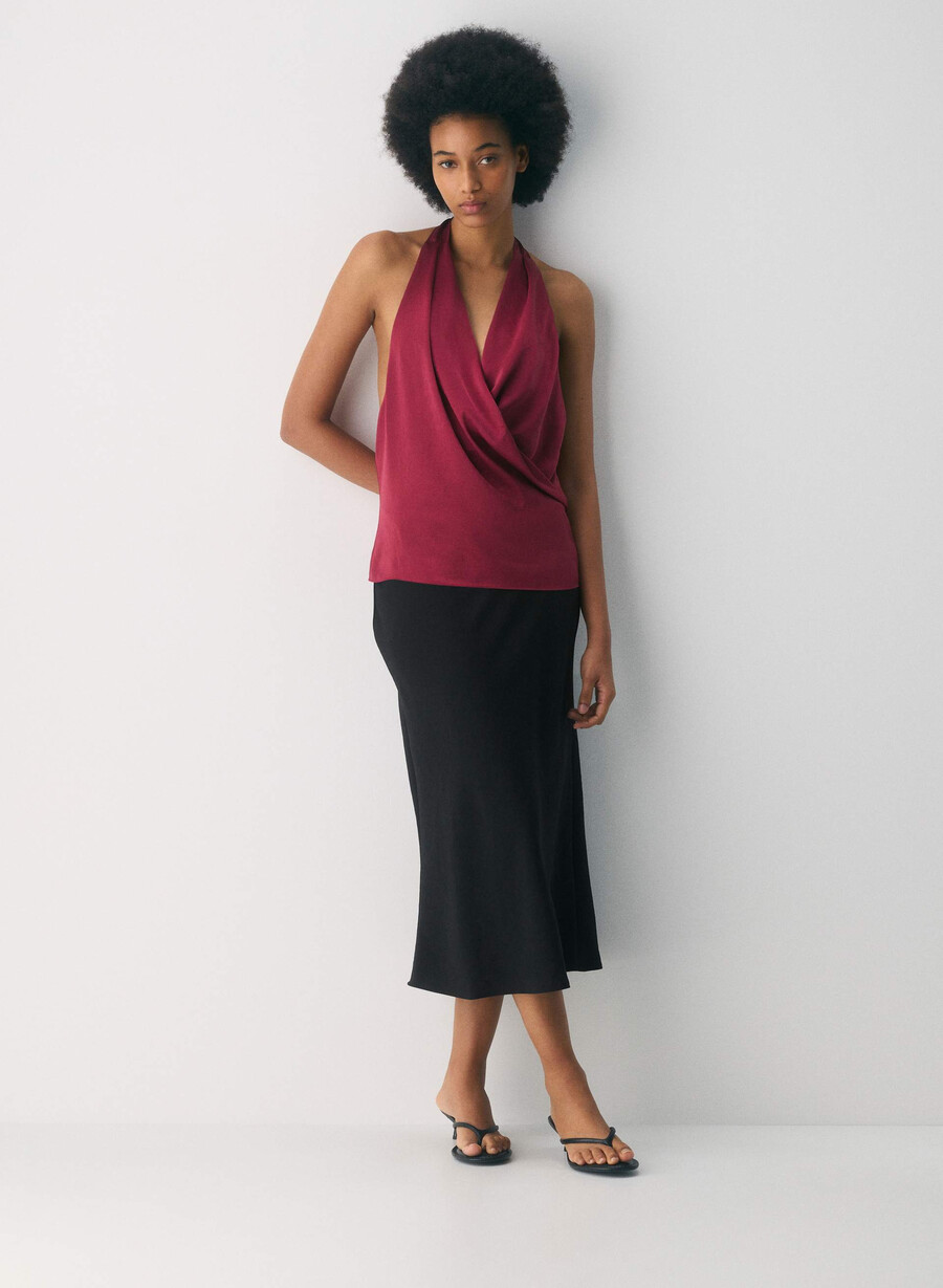 martini satin-halterbluse juicy rose
