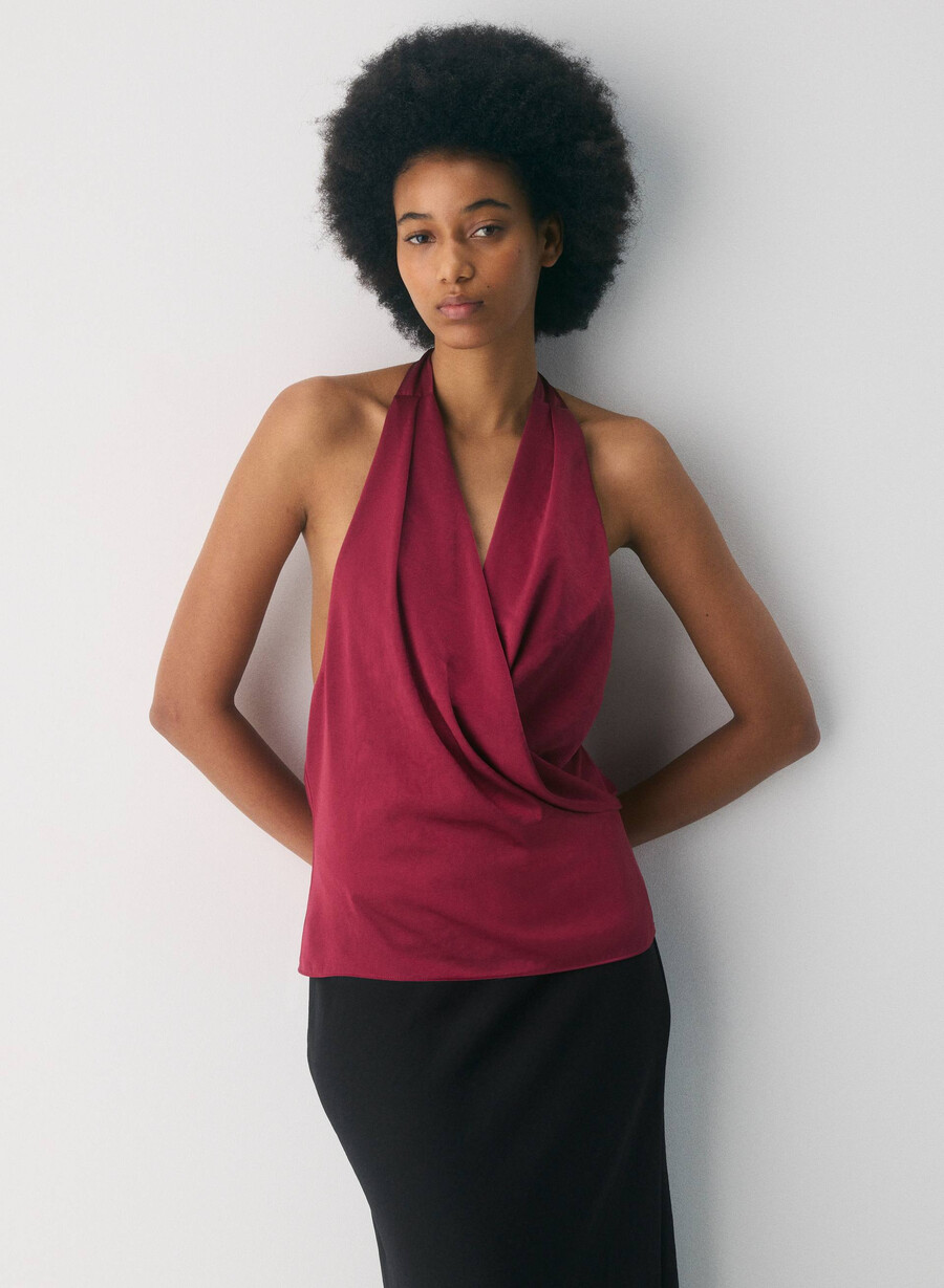 martini satin-halterbluse juicy rose
