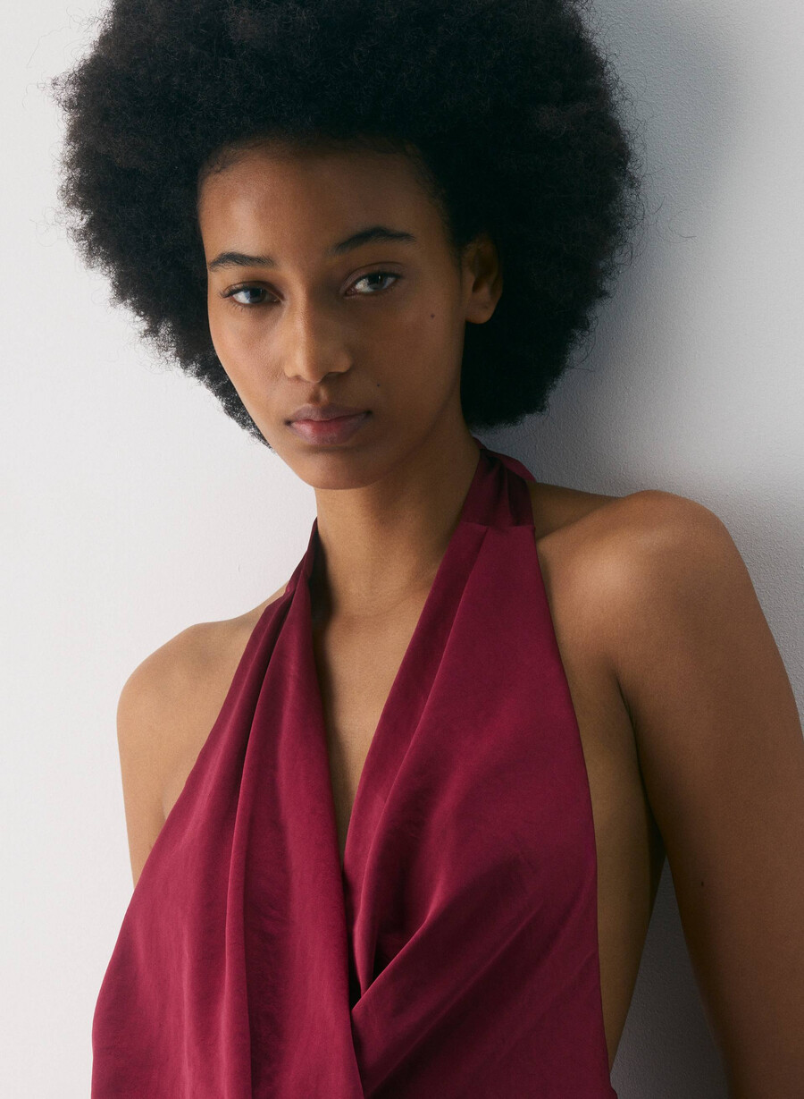 martini satin-halterbluse juicy rose
