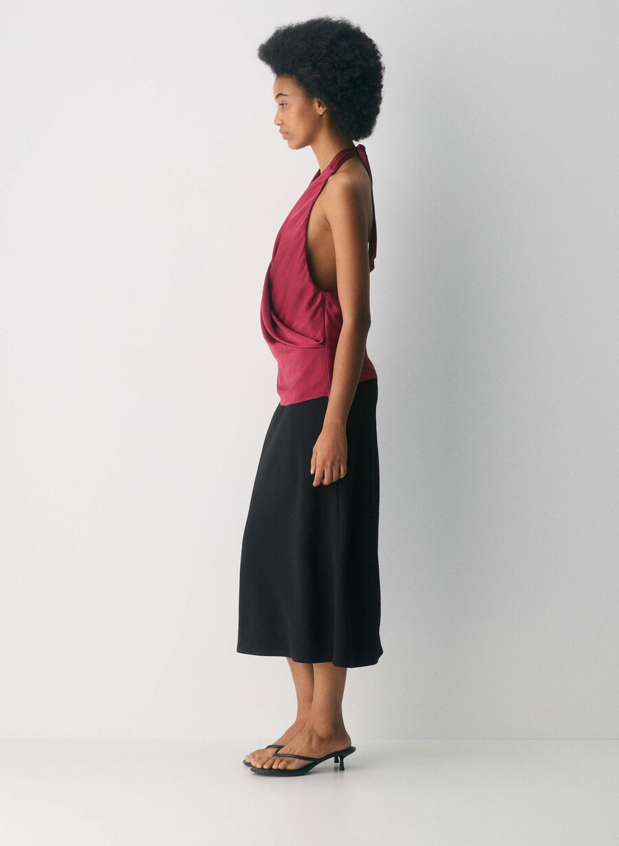 martini satin-halterbluse juicy rose
