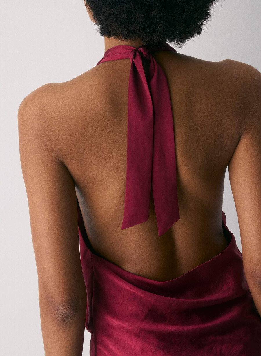 martini satin-halterbluse juicy rose