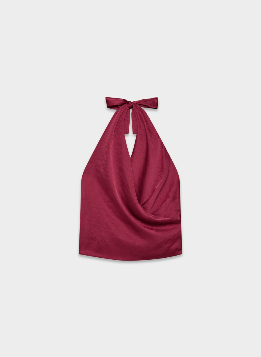 martini satin-halterbluse juicy rose