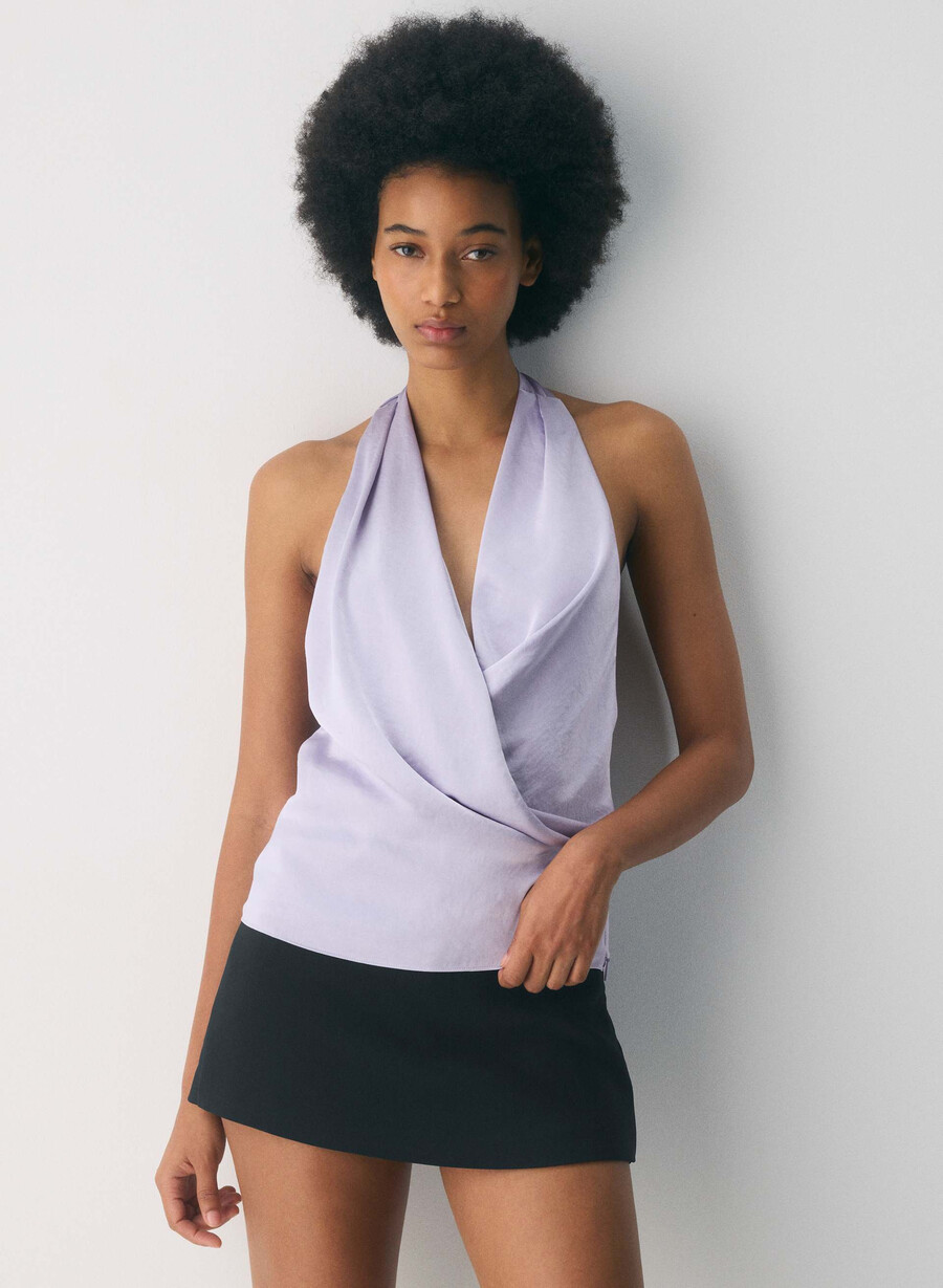 martini satin-halterbluse wildblumen-lila