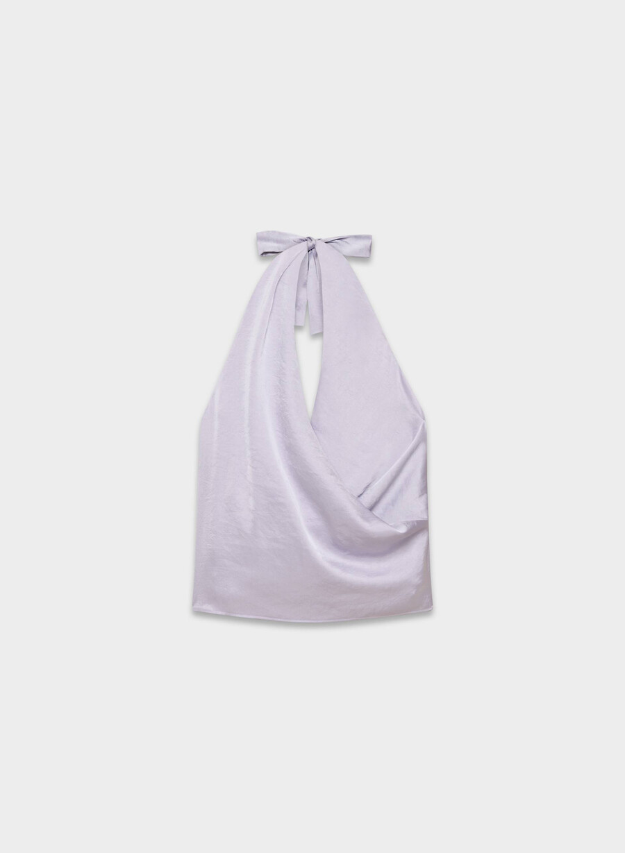 martini satin-halterbluse wildblumen-lila