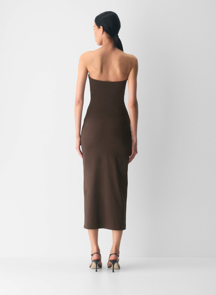 original contour enrapture maxi-schlauchkleid in sattem mokkabraun