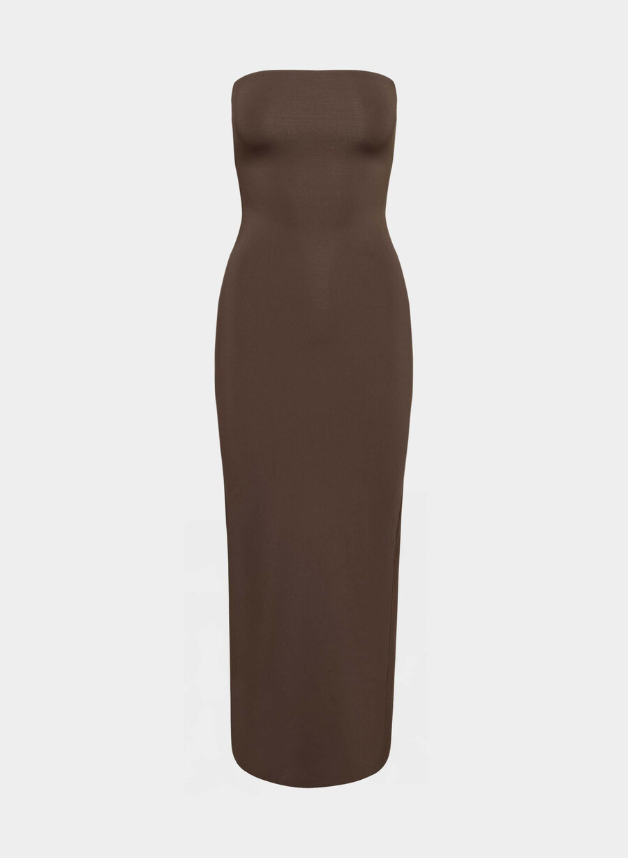 original contour enrapture maxi-schlauchkleid in sattem mokkabraun