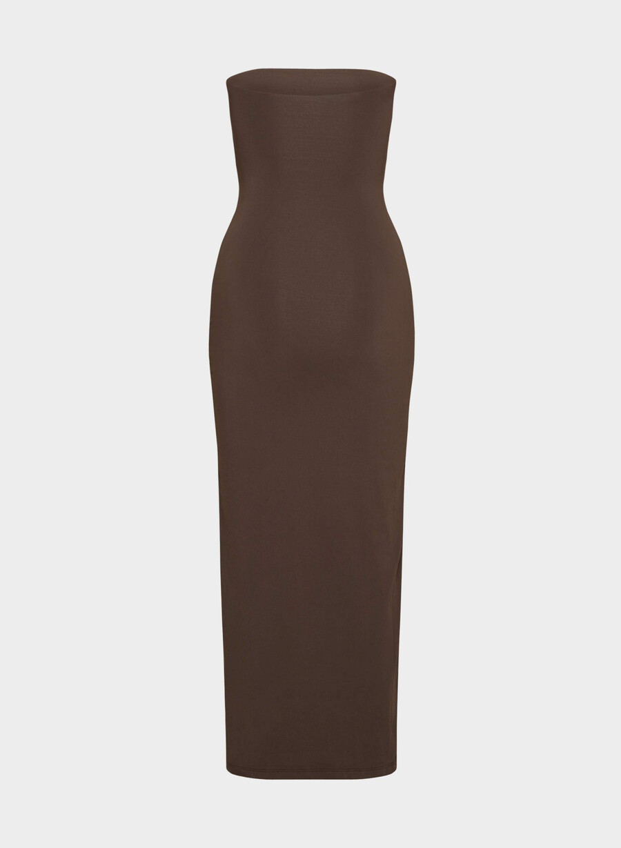 original contour enrapture maxi-schlauchkleid in sattem mokkabraun