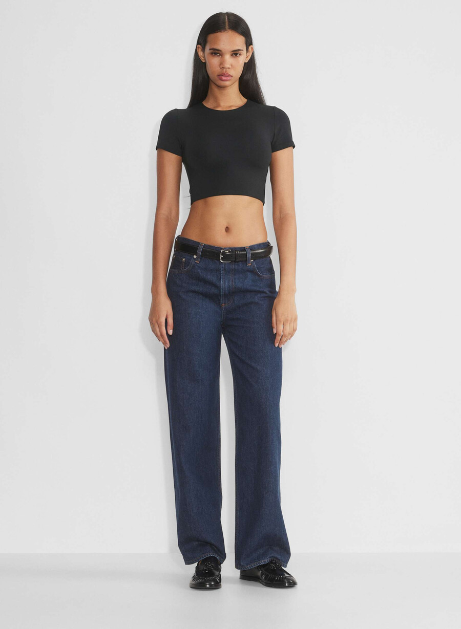 original contour crew cropped t-shirt schwarz