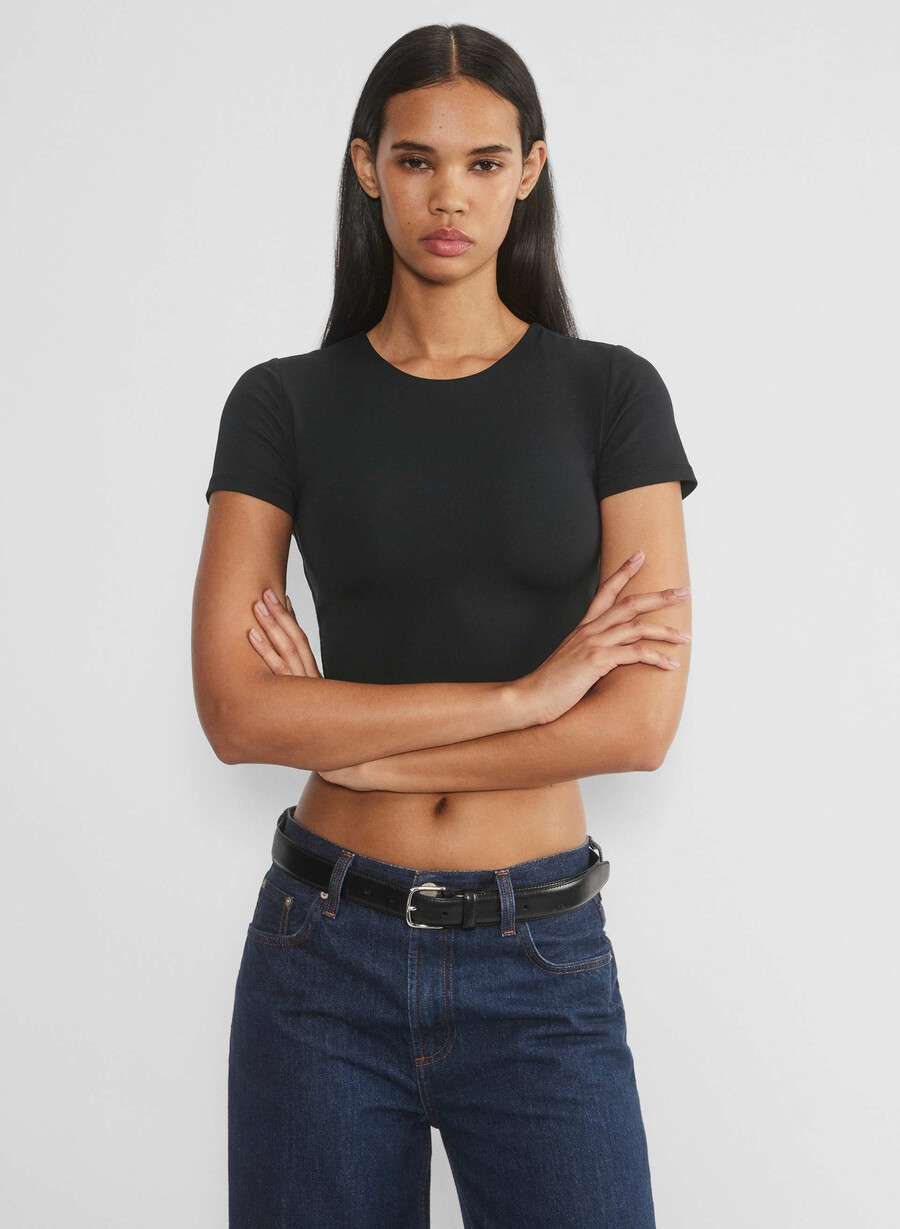 original contour crew cropped t-shirt schwarz
