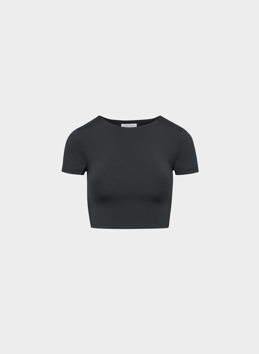 original contour crew cropped t-shirt schwarz