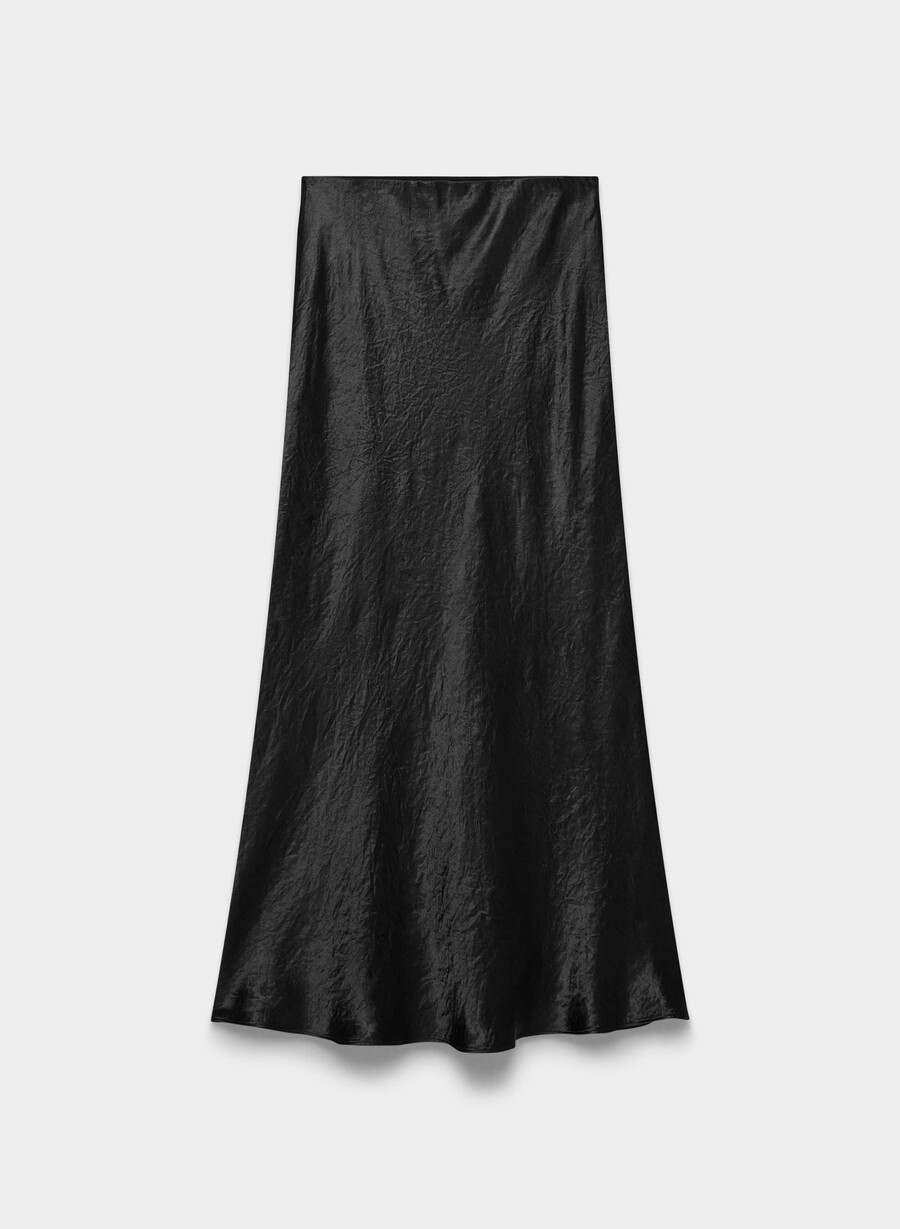 schwarzer satin-maxirock