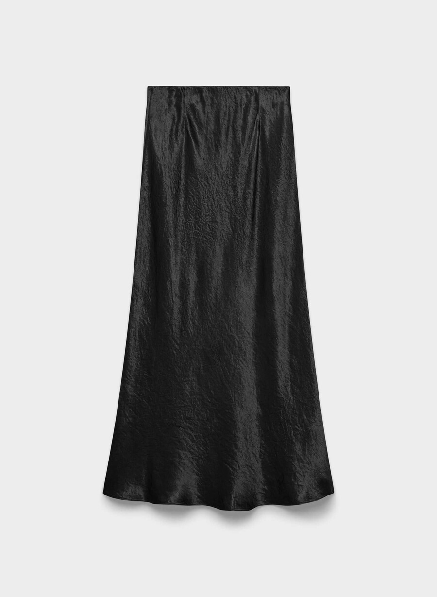 schwarzer satin-maxirock