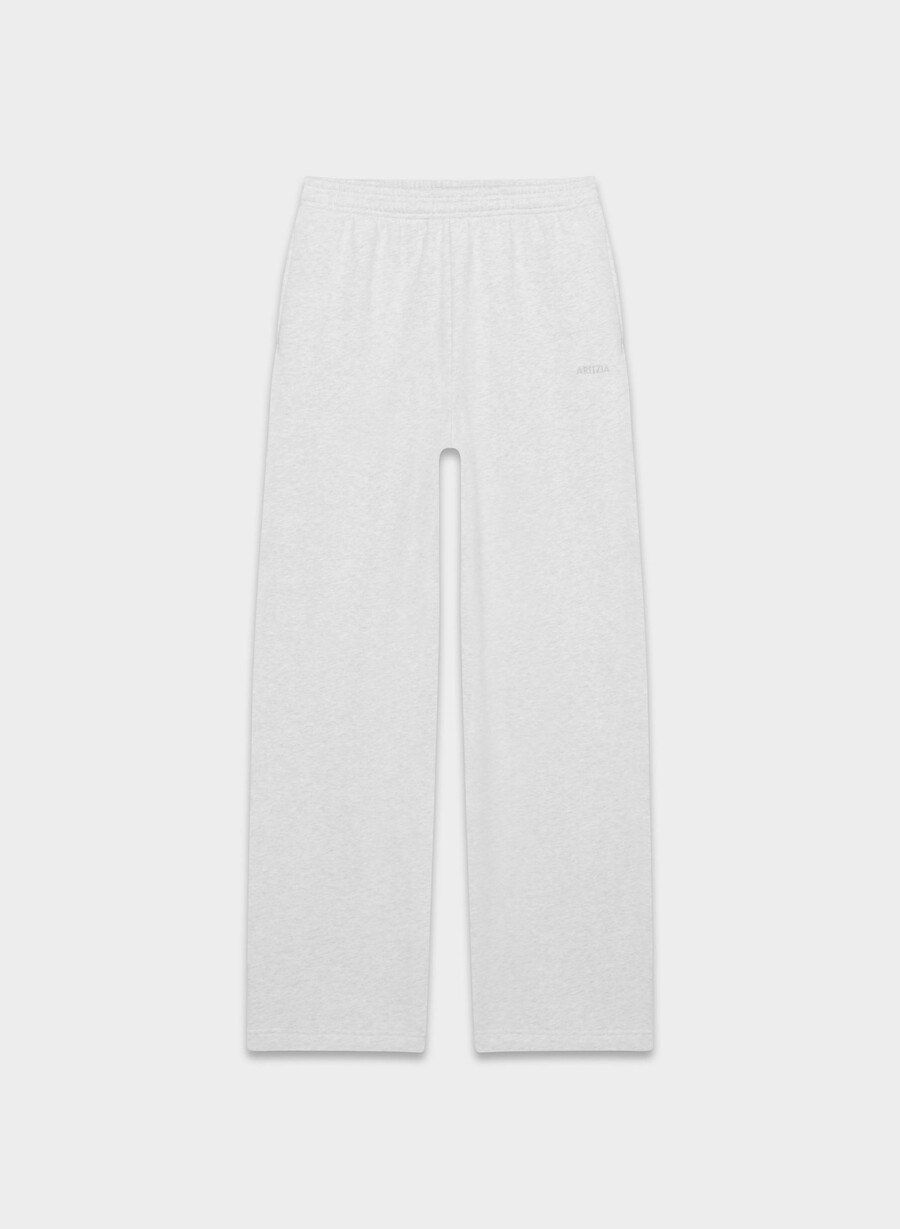 gemütliche boyfriend-sweatpant aus sweatfleece meliertes weiß