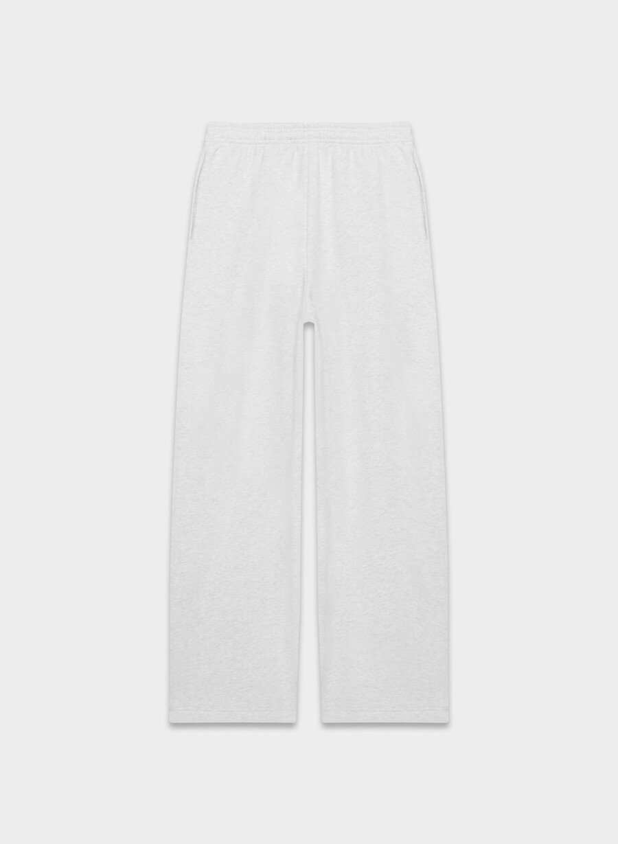 gemütliche boyfriend-sweatpant aus sweatfleece meliertes weiß