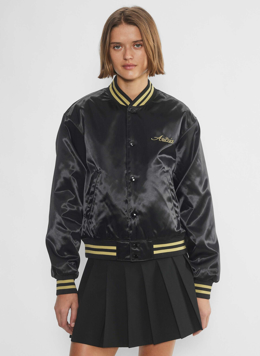 masa satin bomberjacke schwarzhero gold