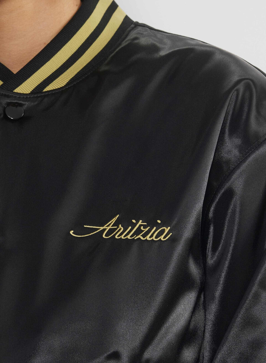 masa satin bomberjacke schwarzhero gold