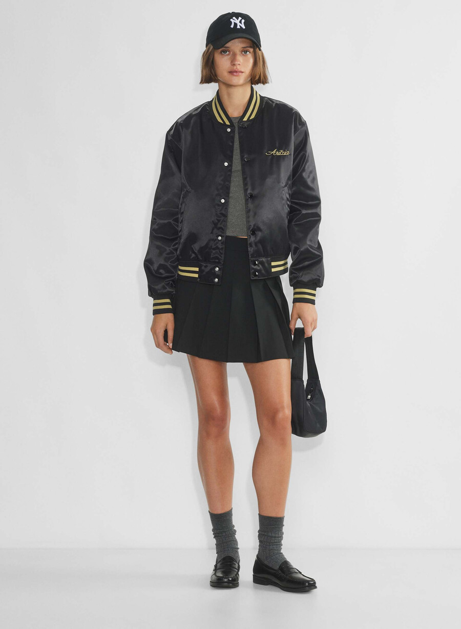 masa satin bomberjacke schwarzhero gold