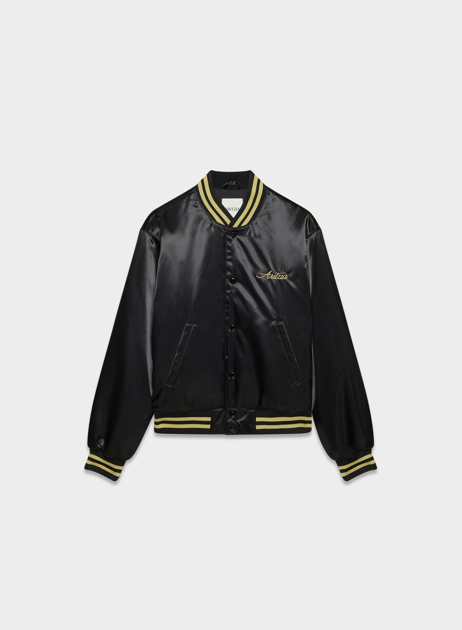 masa satin bomberjacke schwarzhero gold