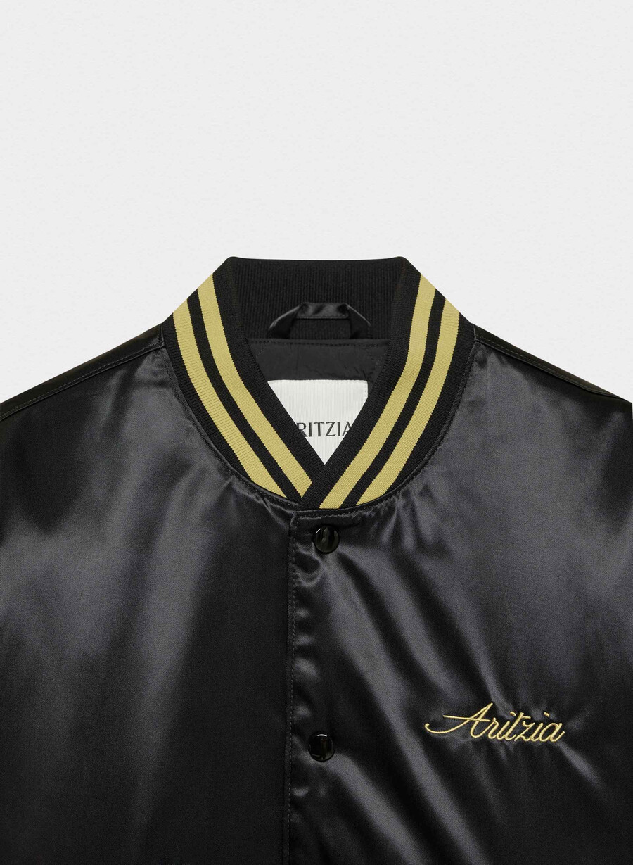 masa satin bomberjacke schwarzhero gold