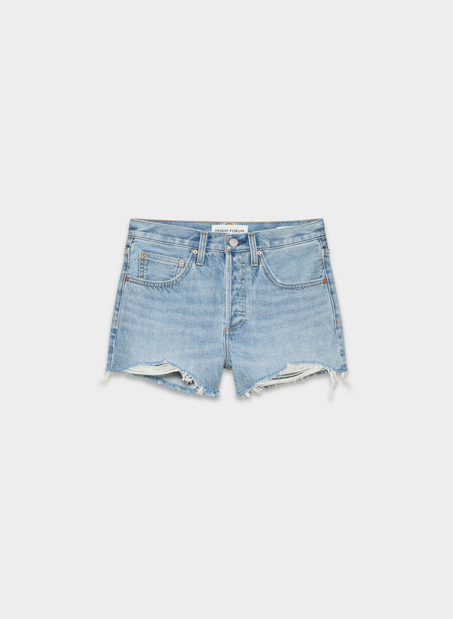 denim forum die vintage-jeansshorts aus den 90ern mit abgeschnittenen kanten 7 yrs bleu taboo