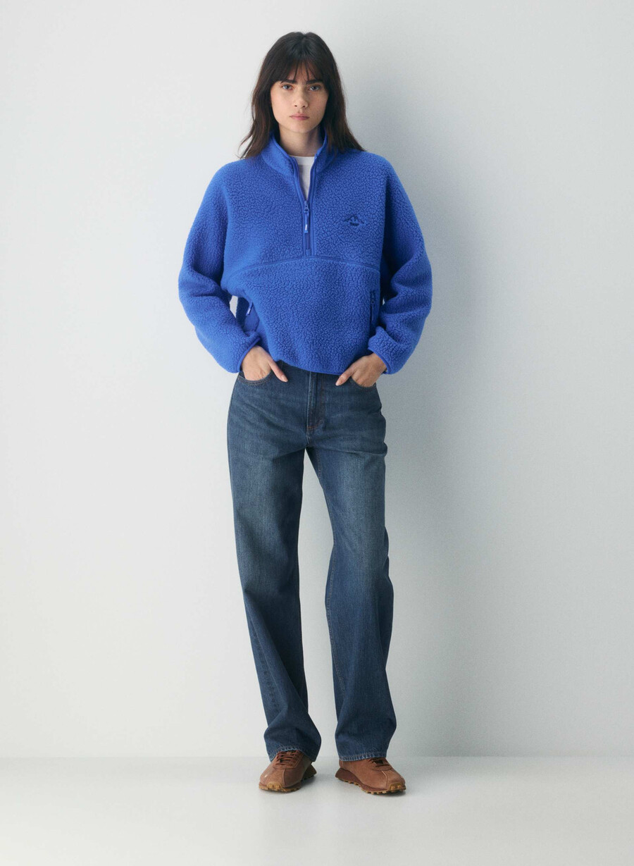 polartec thermal pro 12 zip hi-hip pullover jazz blau
